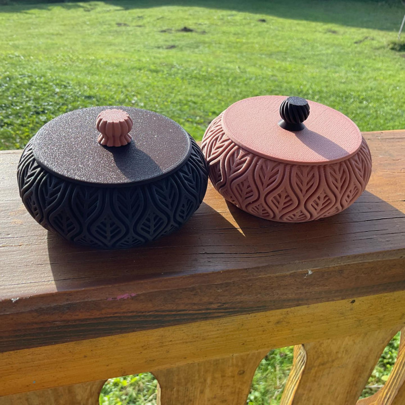 Yaprak Desenli Yığınlanabilir Takı Kutusu - 3D Baskı