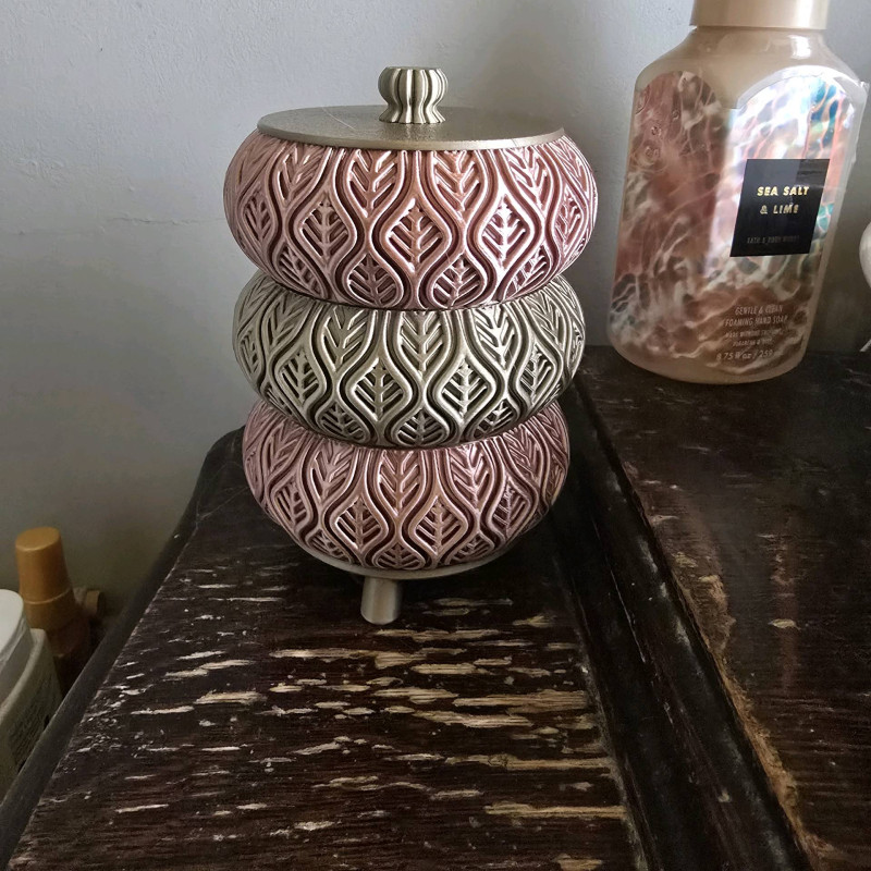 Yaprak Desenli Yığınlanabilir Takı Kutusu - 3D Baskı