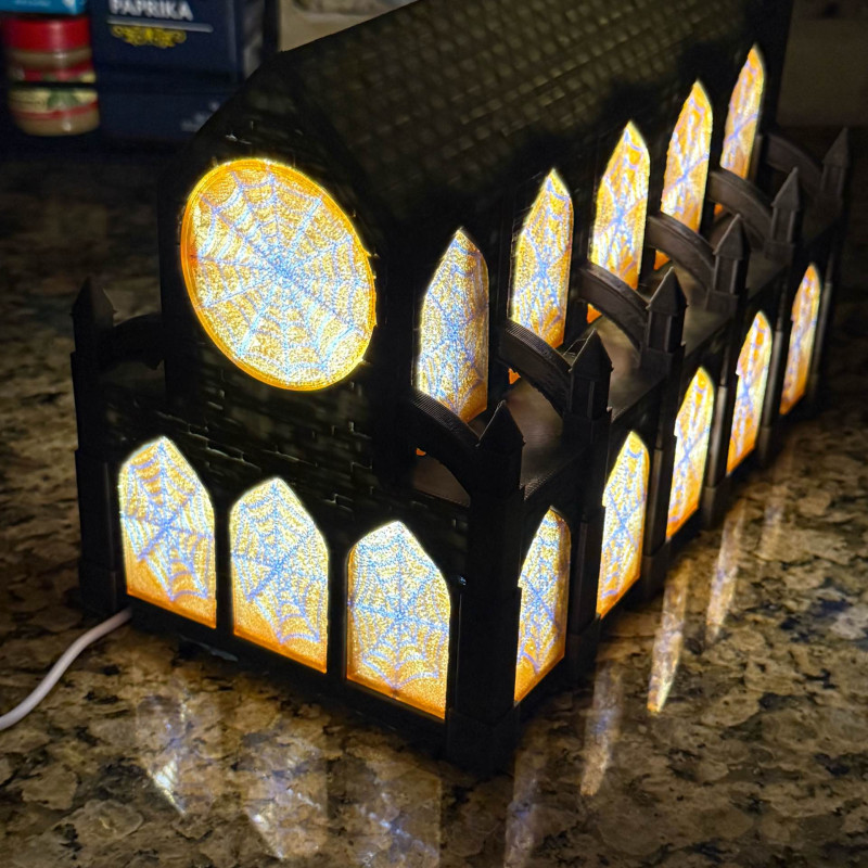 Değiştirilebilir Pencereli Katedral 3D Baskı Dekor - Tatil Temalı