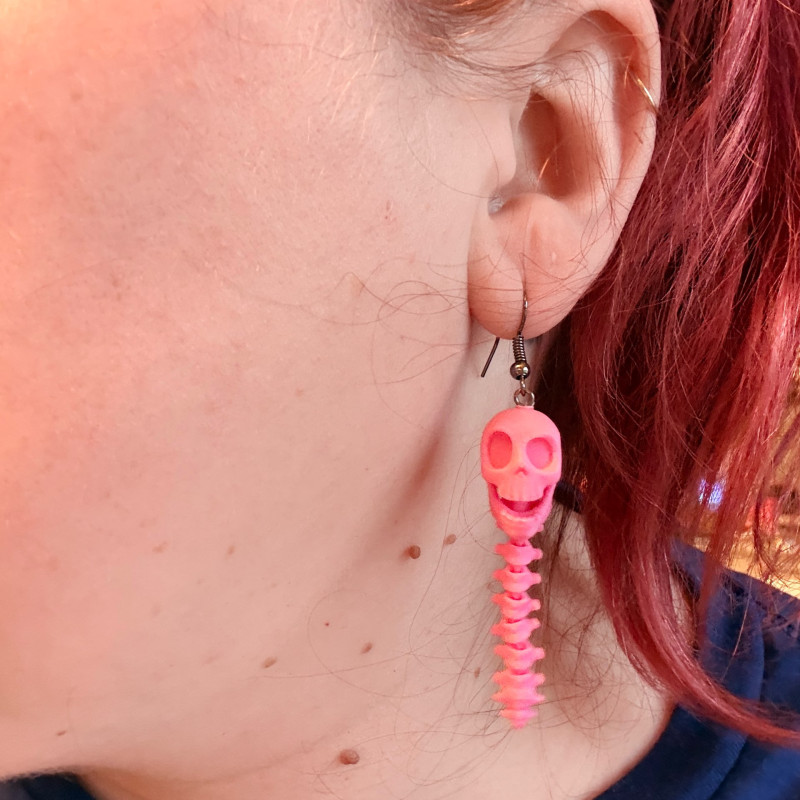 Hareketli Kafatası Anahtarlık - 3D Baskı Halloween Aksesuarı