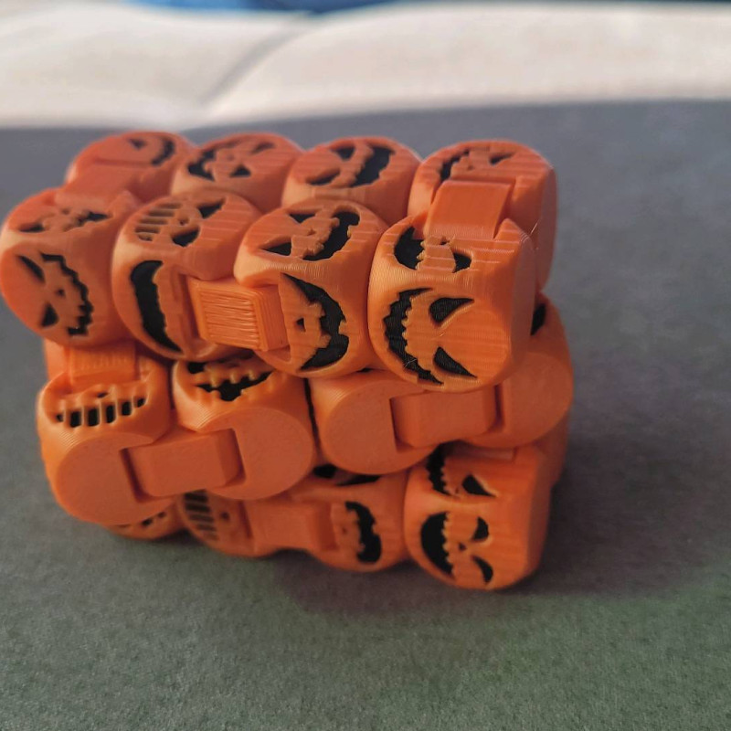 Cadılar Bayramı Jack-o-lantern Fidget Küpü - 3D Baskı Oyuncak