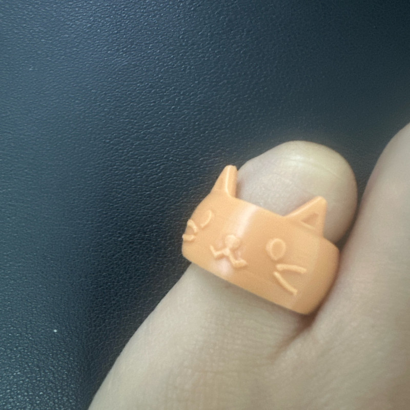 Sevimli Kedi Yüzüklü 3D Baskı Mikro Halka - PLA Esnek Tasarım