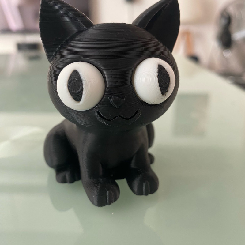 Sevimli Siyah Kedi 3D Baskı Dekor - Evcil Hayvan Aksesuarı