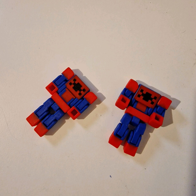 Print-in-Place Spider-Man 3D Baskı Figürü - Minecraft Temalı Hareketli Oyuncak