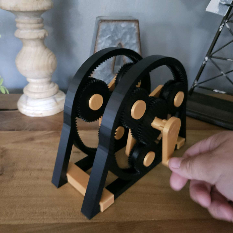 Elegan Çift Kademeli Planet Dişli Kutusu - 15:1 Redüksiyon - 3D Baskı