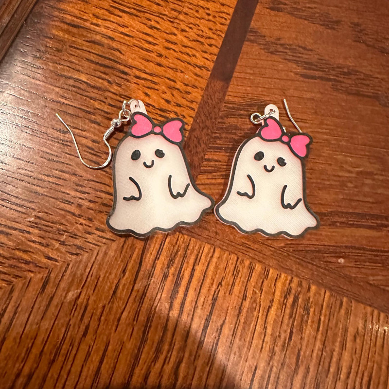 Sevimli Hayalet Küpe - 3D Baskı Moda Aksesuarı