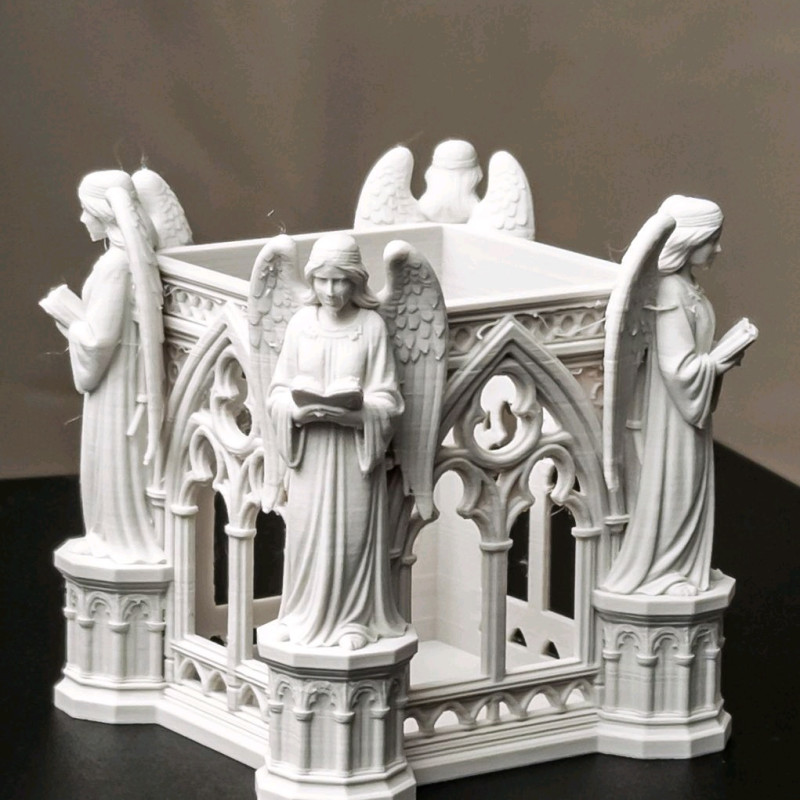 Gotik Katedral Melekli Kalemlik - 3D Baskı Ofis Aksesuarı