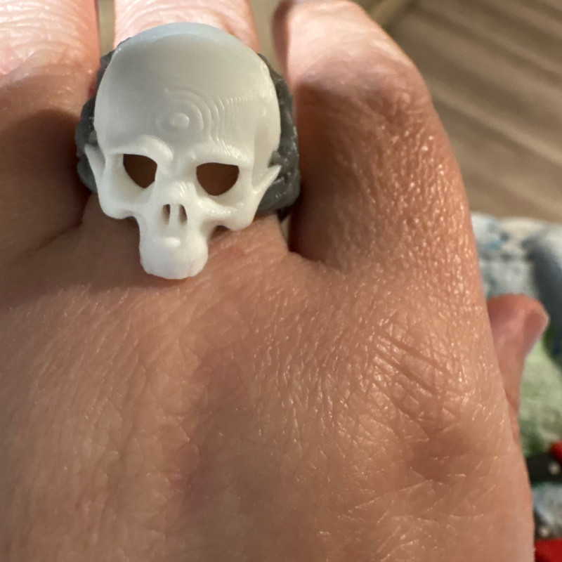 Özel Tasarım Kafatası Yüzük - 3D Baskılı Halloween Aksesuarı