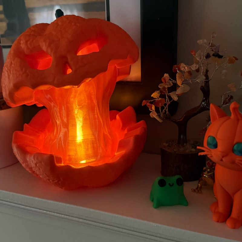 Isıran Cadılar Bayramı Balkabağı - 3D Baskı LED Dekorasyon