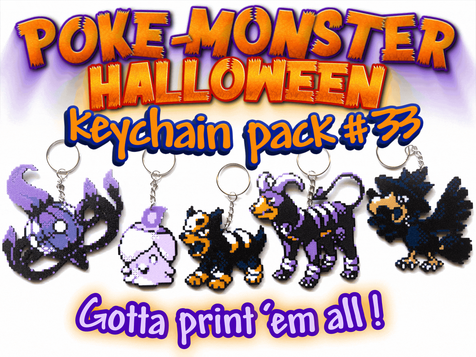 Houndoom ve Houndour 3D Baskılı Anahtarlık Seti - Korku Temalı Koleksiyon