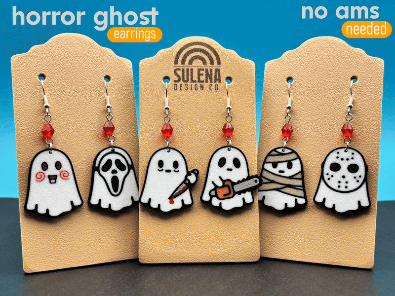 Korku Hayaleti Halloween Küpeleri - 3D Baskı Korku Film Aksesuarı