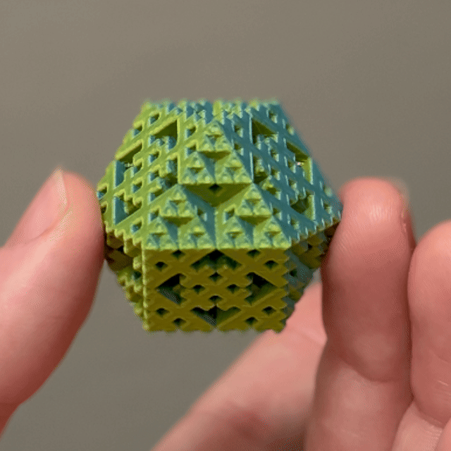 Fraktal Küp Çapraz 3D Baskı Matematik Dekor - Seviye 3