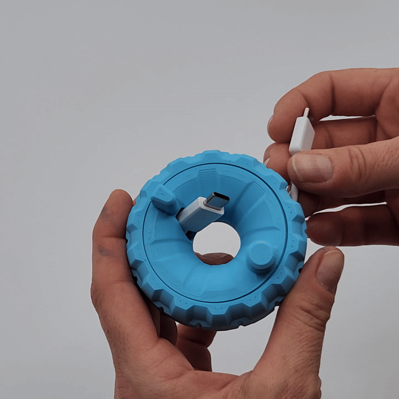 Pratik Donut Şekilli Kablo Sarıcı - 3D Baskılı Taşınabilir Kablo Organizatörü