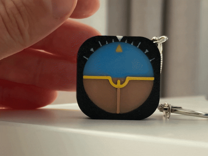 2D Yapay Ufuk Anahtarlık - Pilot Fidget Oyuncak - 3D Baskı Havacılık Aksesuarı