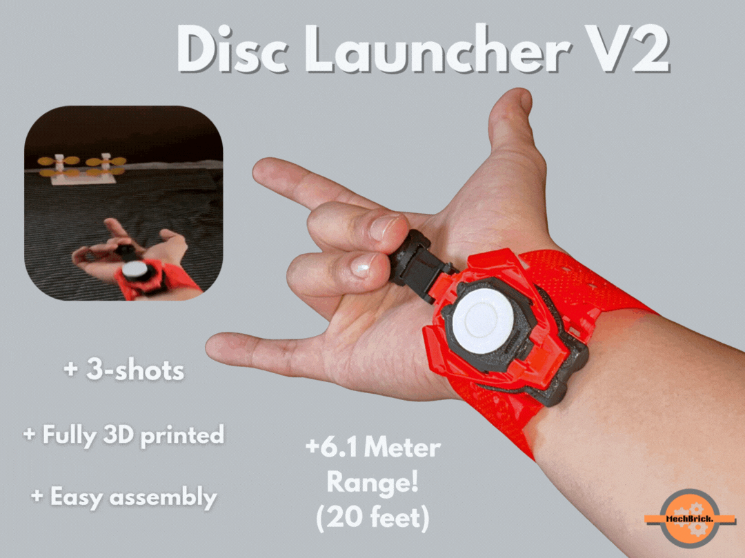 3D Baskılı Bilek Disk Fırlatıcı - Çoklu Atış Oyuncak