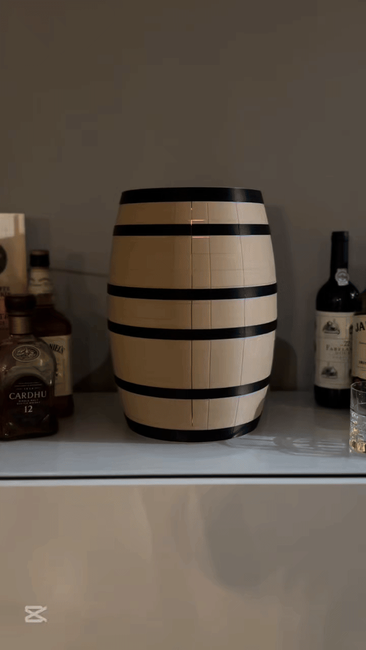 Ahşap Varil Kutu Dekor - 3D Baskı Ev Dekorasyon Ürünü