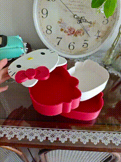 Hello Kitty Döner Çok Katlı Mücevher Kutusu - 3D Baskılı Masüstü Saklama Kutusu