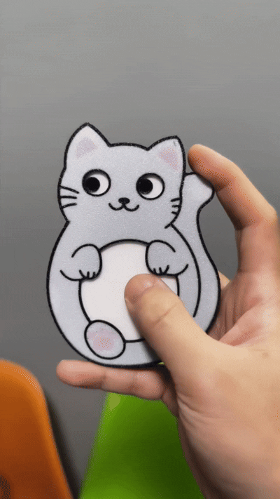Komik Kedi Göz Oyuncağı - Hareketli Gözler 3D Baskı Anahtarlık
