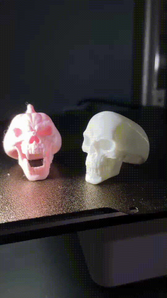 İnsan Kafatası vs Şeytan Kafatası Yüzük - 3D Baskı Aksesuar