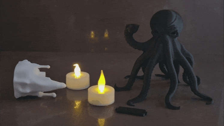 Cadılar Bayramı Ahtapot LED Mumluk - 3D Baskı Dekorasyon