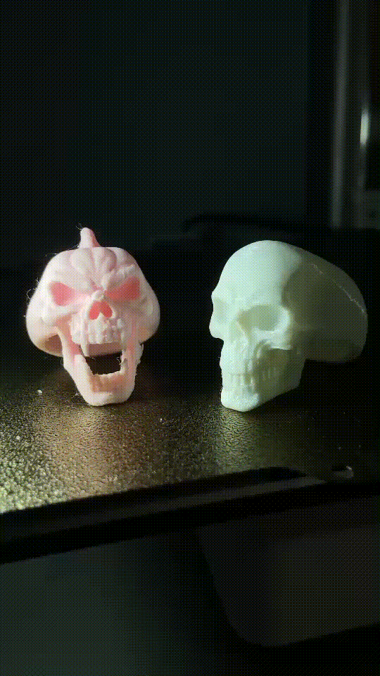 İnsan Kafatası vs Şeytan Kafatası Yüzük - 3D Baskı Aksesuar